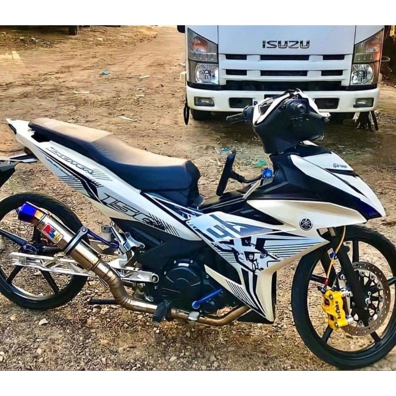 striping variasi  MX king 150 exciter hitam putih