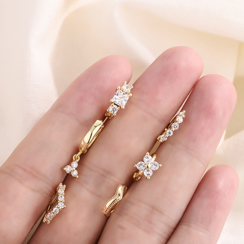 Anting Hoop Kristal Zircon Gaya Korea Untuk Wanita