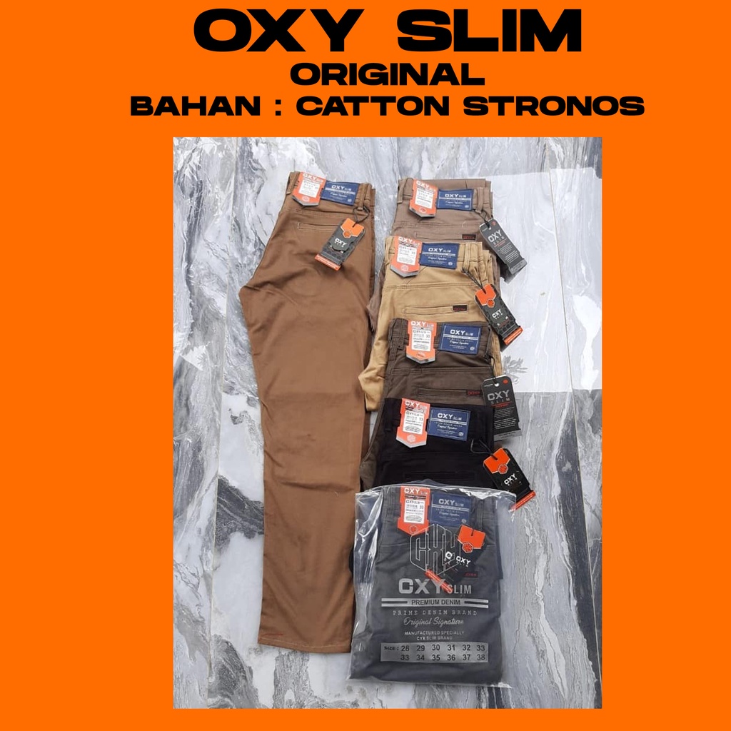 Chinos import  terbaru bahan stronos original oxy slim slimfit street pria