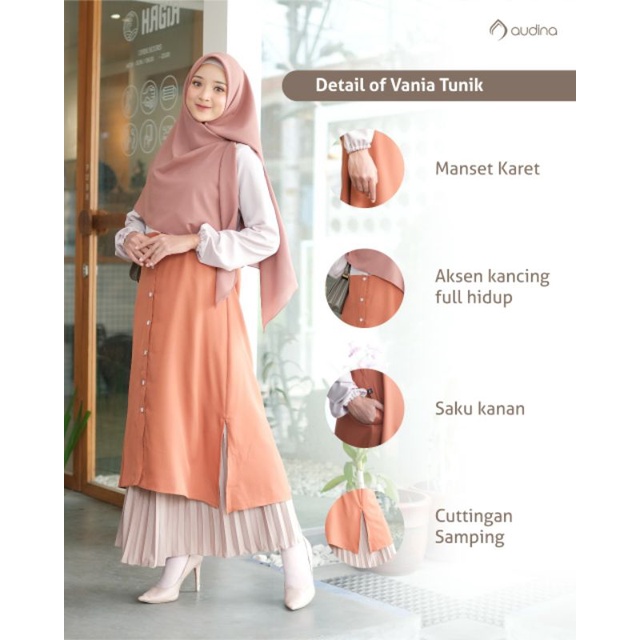 Vania Tunik Two Tone ORI Audina/Tunik ORI Audina/Baju Atasan Muslimah