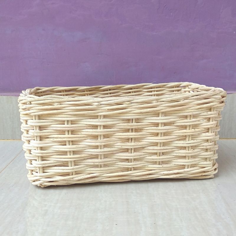 keranjang rotan persegi panjang kotak motif parcel seserahan sovenir murah  24x14x10 cm