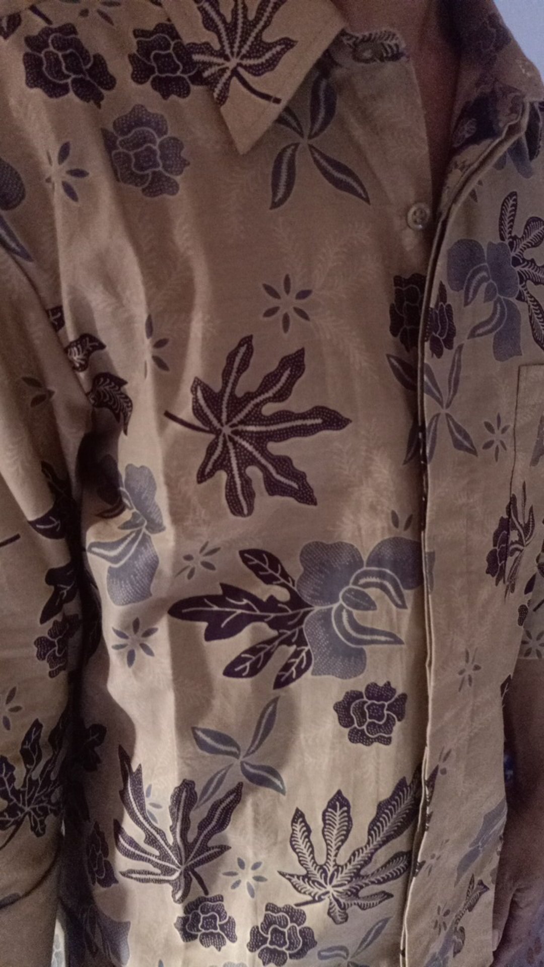 Kemeja Batik Pria Lengan Panjang Premium Motif Daun Pepaya Coklat Choklat Cokelat 728094 Cap 72