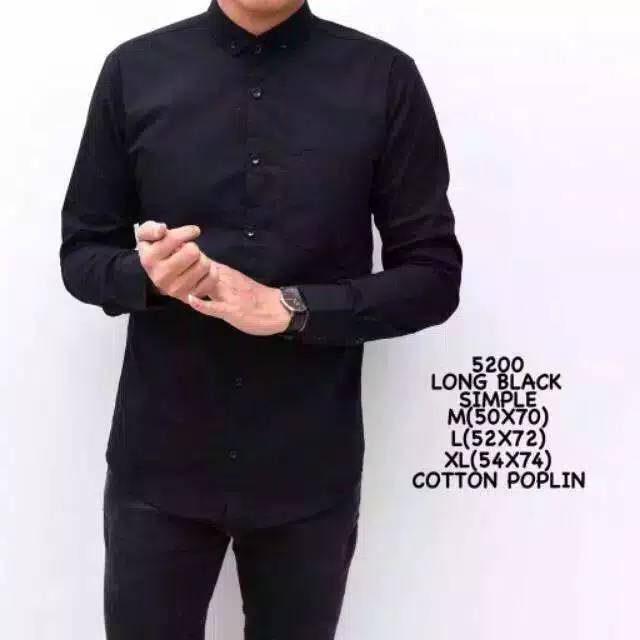 Kemeja Pria Polos Tangan Panjang Pakaian Pria Keren Cowok Slimfit Warna Navy Merah Maroon Gratis Ong