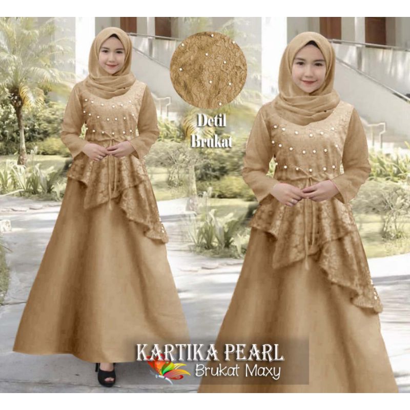 MAXY KARTIKA MUTIARA, BRUKAT GAMIS MUSLIM, MOSCREPE, MAXY DRESS