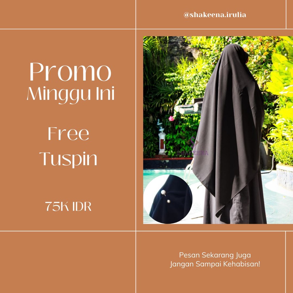 Jilbab Segi empat Premium Jetblack Hitam Pekat