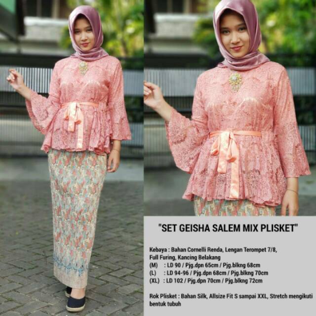 KEBAYA MURAH/KEBAYA BRUKAT/PLISKET/SET GEISHA SALEM
