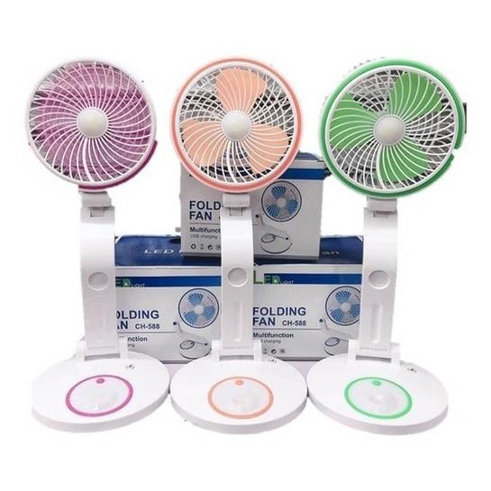 Kipas Angin Lipat LED Kipas Lampu Meja Belajar Emergency Multifungsi Lamp Light CH-588-1 Folding Fan