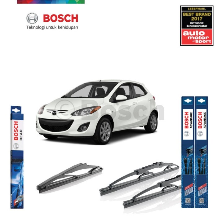 Wiper Depan Belakang Mazda 2 2009 - 2014 Bosch Advantage