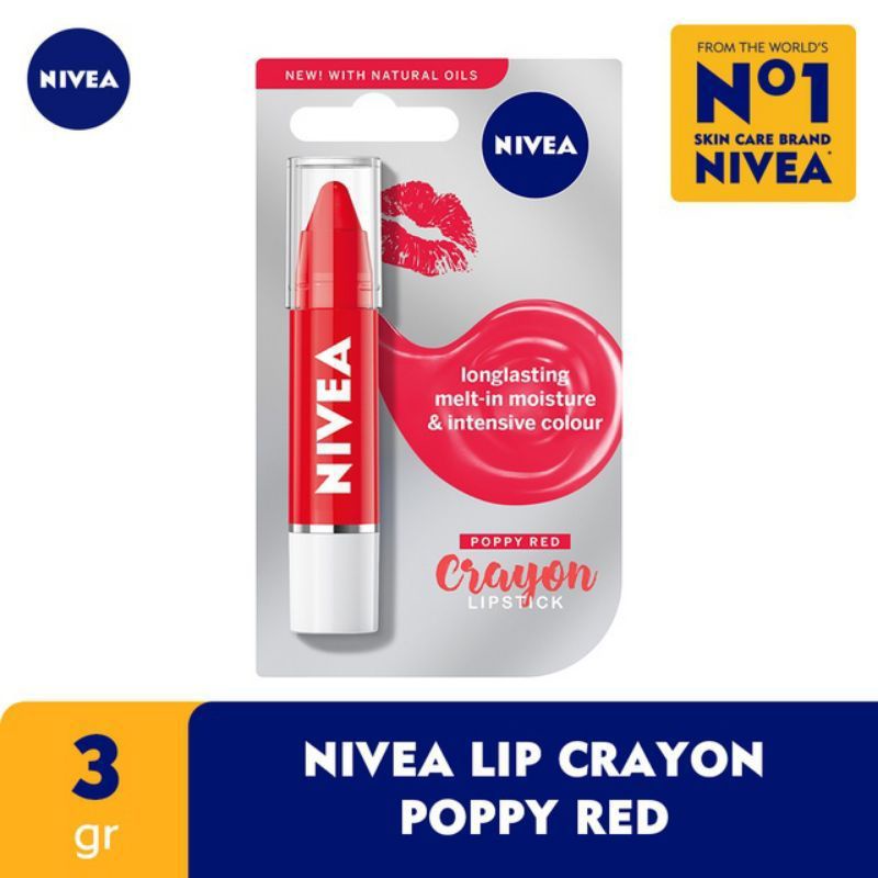 Nivea Lip Crayon Lipstik-Poppy Red