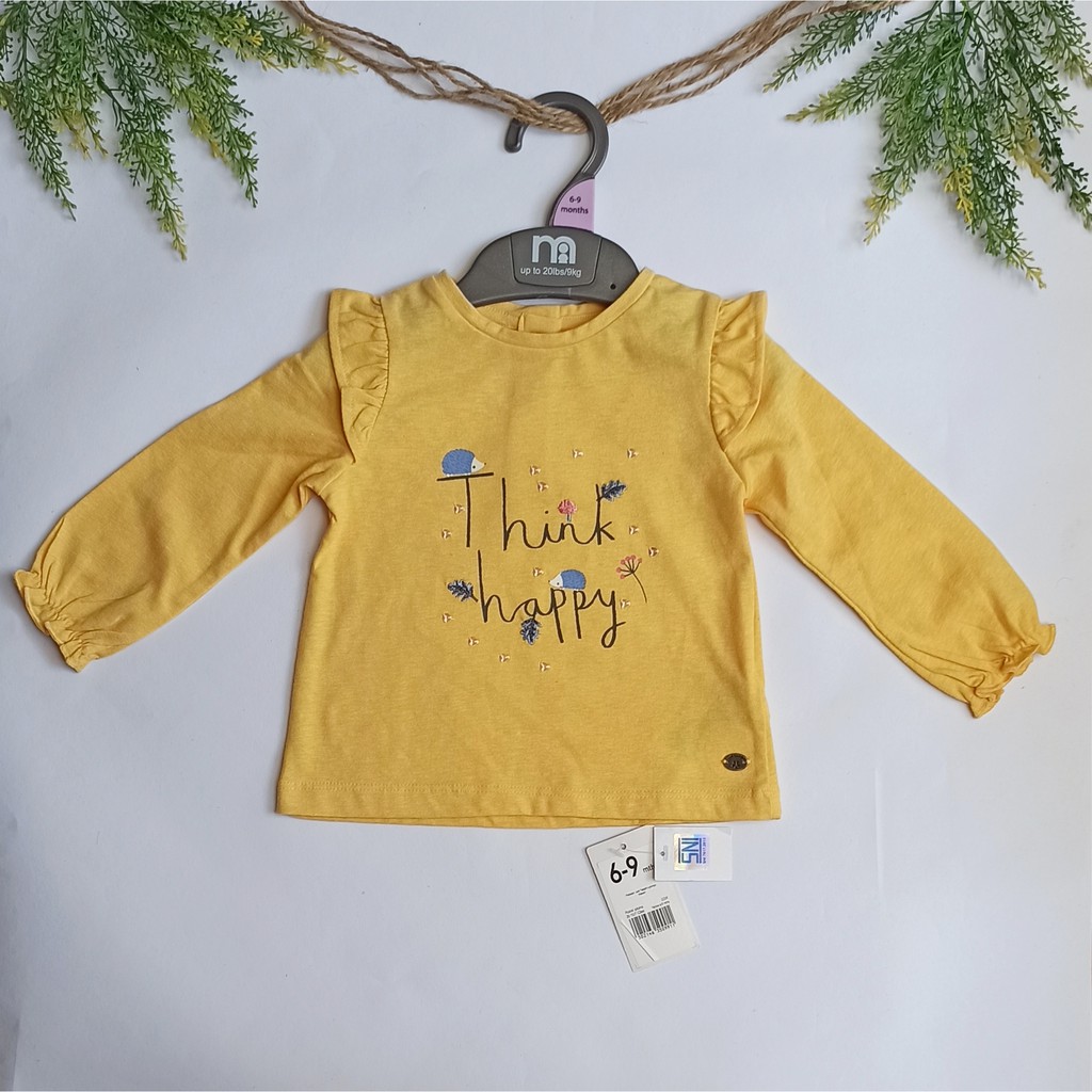 MC15  Mothercare Baju Kaos Tangan Panjang Kuning Mustard Think Happy 6-9 bulan