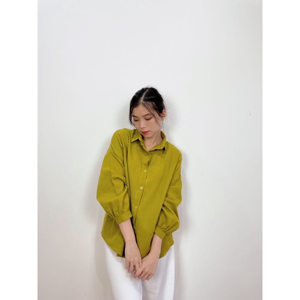 lookatmeofficial • Sofia Shirt - Kemeja Oversize Bahan Linen Crinkle - Atasan Basic Kemeja Casual