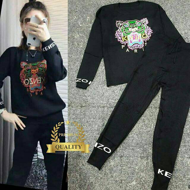 ONE SET SETELAN KENZO RAJUT BORDIR PREMIUM IMPORT BANGKOK - HIJAB FRIENDLY KNIT SPORTY SET