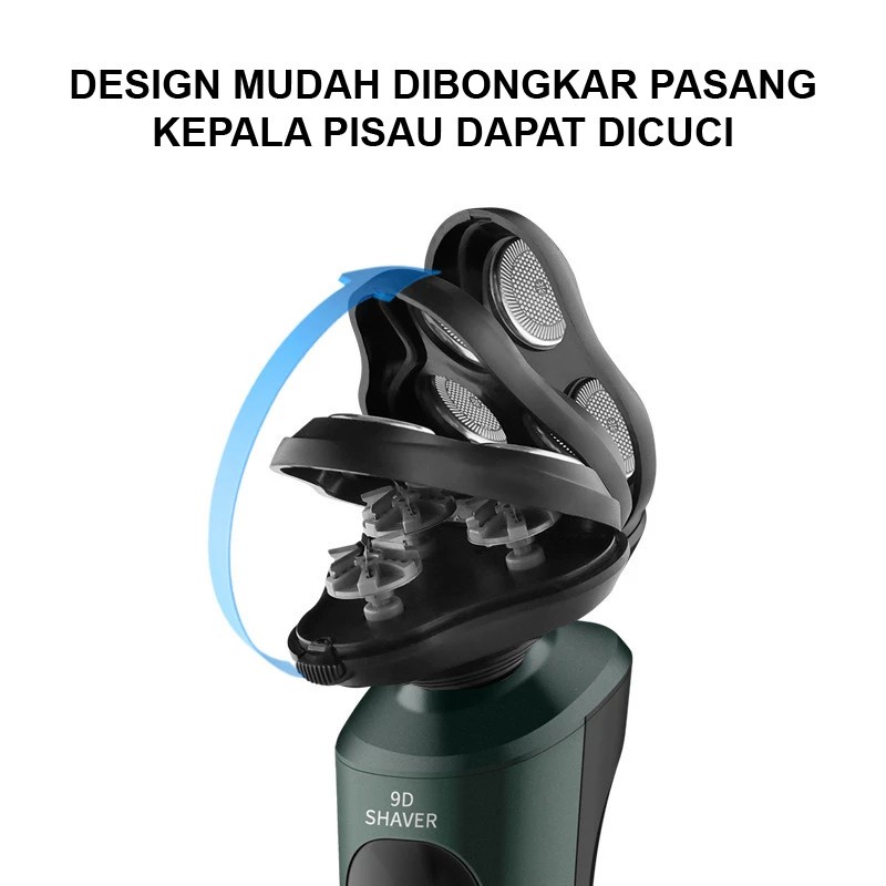 Alat Cukur Elektrik Pencukur Rambut Elektrik Shaver Elektrik 9D 3in1