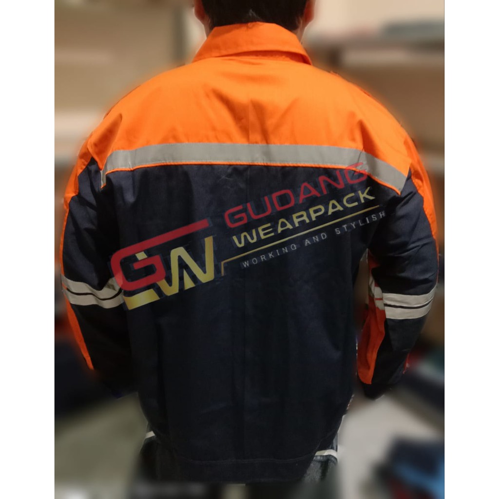 Gudang Wearpack - Baju Kerja Seragam Proyek SemiJaket Warna Dongker oren