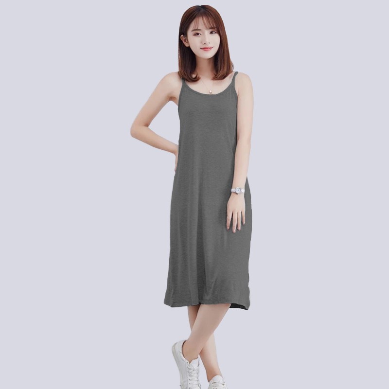 Midi Dress Camisoles Singlet Tali kecil Wanita Gaya Korea - XSHOP Anggun