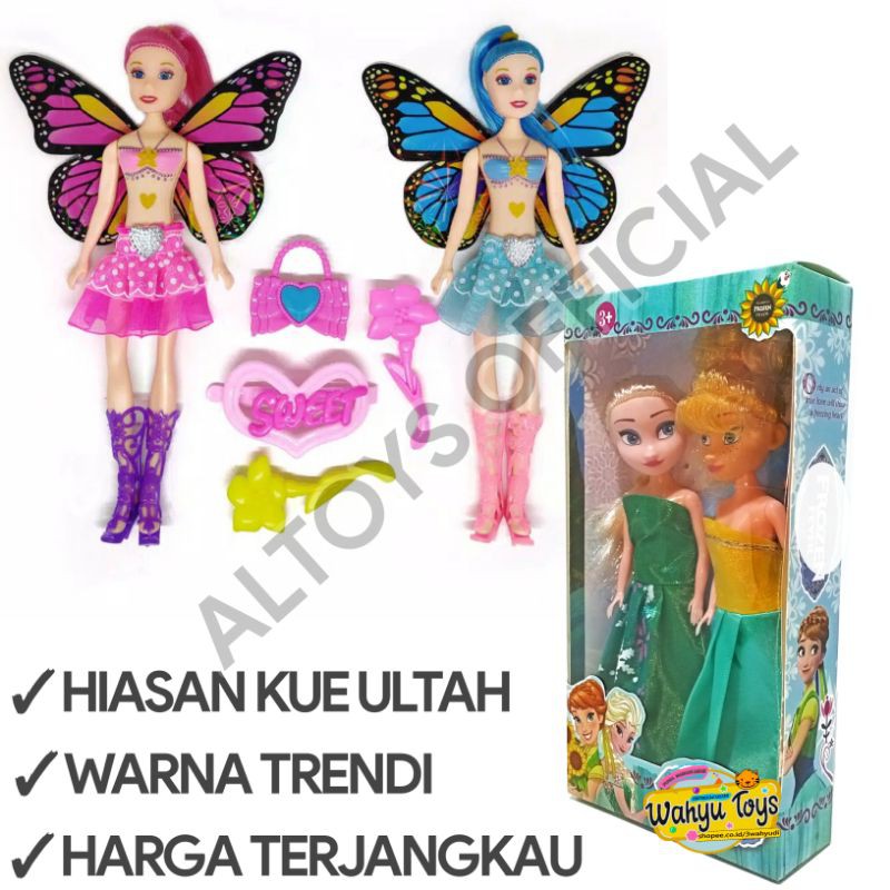 Boneka Hiasan Kue Ulang Tahun Boneka Sayap Murah Mainan Anak Perempuan Boneka Peri + Asesoris