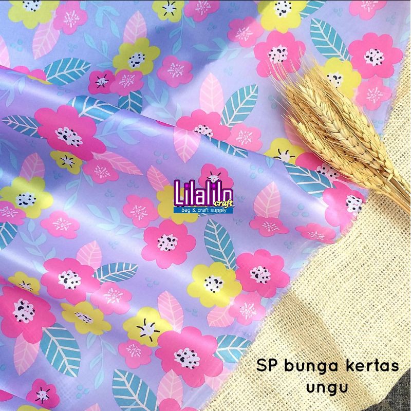 SATEN PRINTING BUNGA KERTAS / BAHAN TAS LIPAT