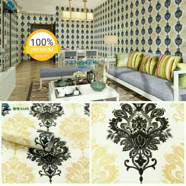 Promo Grosir murah wallpaper stiker dinding  kream batik 
