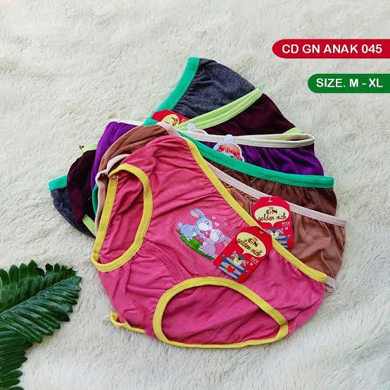 6 Pcs Celana Dalam Golden Nick 045 - 049 / CD Anak Perempuan - Polos List Warna