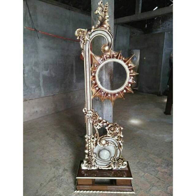 Jam duduk kayu jati cat kombinasi