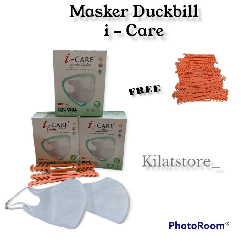 Masker Duckbill  Face Mask With Box Isi 50 Pcs - White