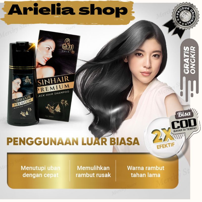 READY TERBARU SINHAIR PREMIUM menghitamkan rambut putih Shampoo Sin hair Premium Japan Hair Color Sh