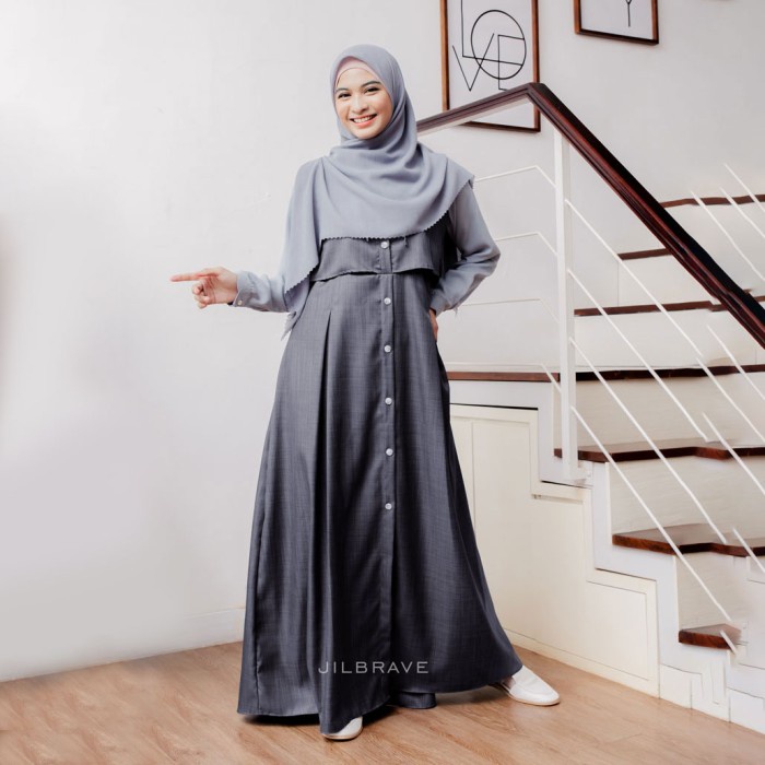 TERLARIS Felisha Dress Jilbrave Warna Slate Grey - XS