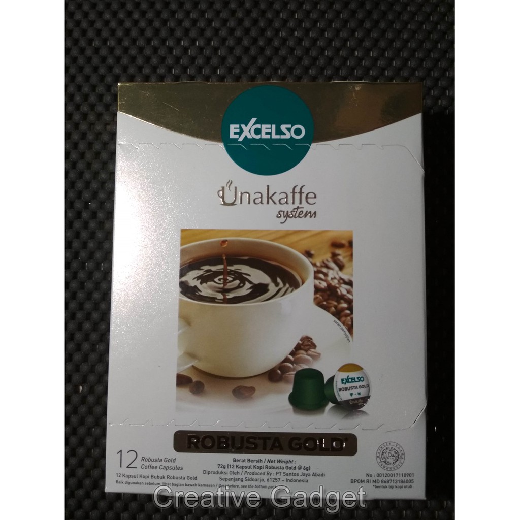 ✅ Excelso Unakaffe Capsule – Robusta Gold ( Kapsul Kopi / Coffee Pods ) Baru 1 pack isi 12 Kapsul Un