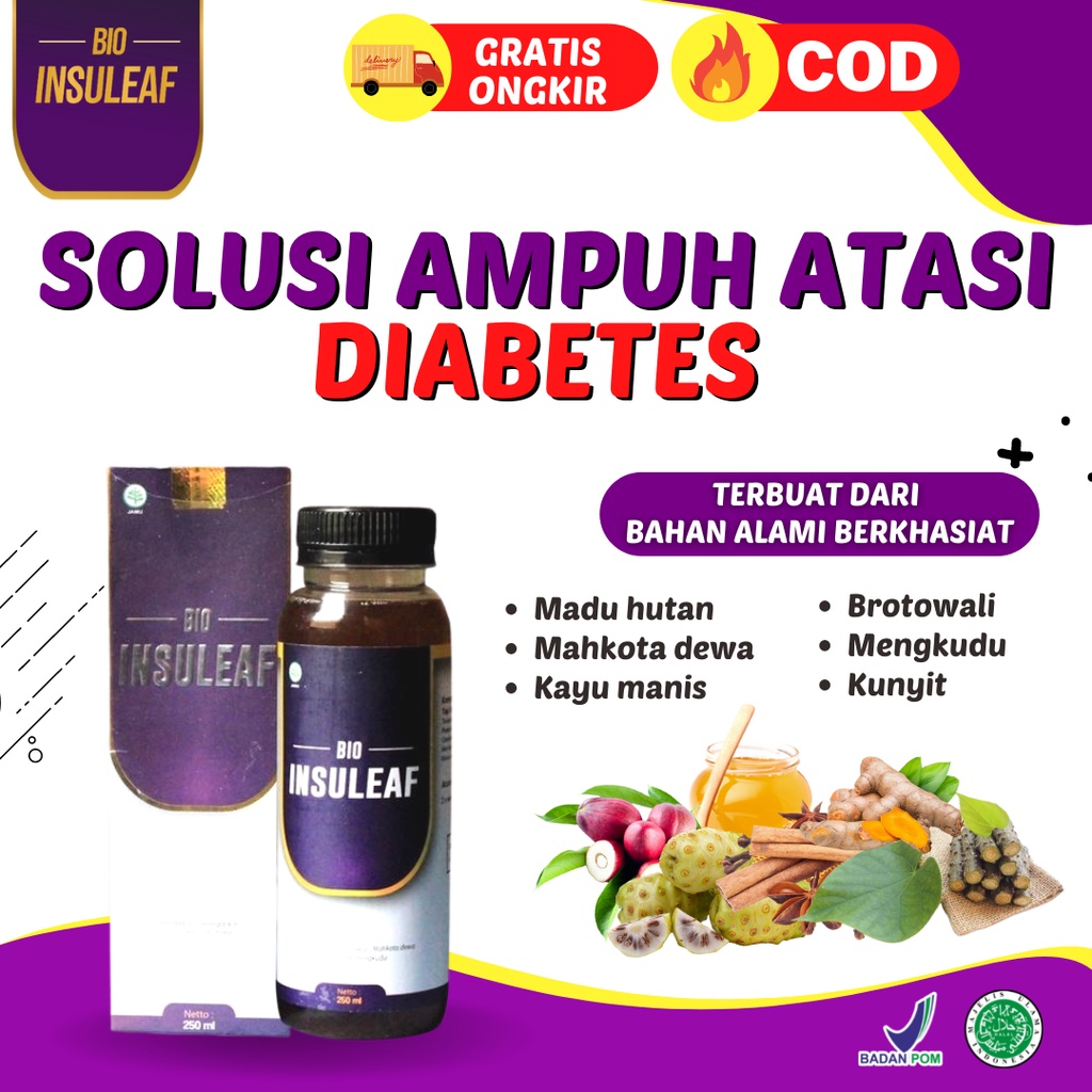 BIO INSULEAF Original Herbal Alami Turunkan Gula Darah - Ringankan Gejala Kencing Manis Solusi Atasi Diabetes 250ml