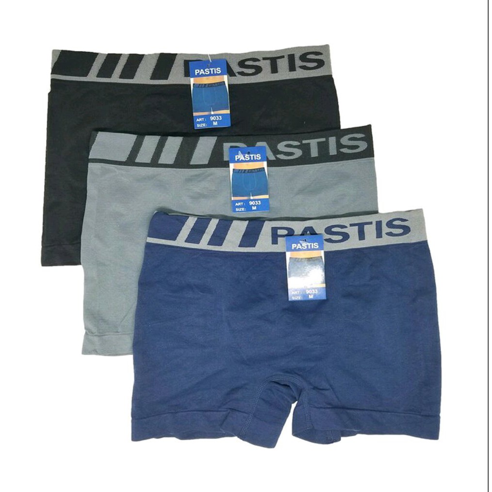 Boxer Pria Pastis Variasi Tanpa Jahitan Bahan Katun Kualitas Premium (1 Box Isi 3 Pcs)