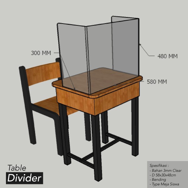 

Pembatas meja kelas / divider acrylic pembatas meja belajar siswa