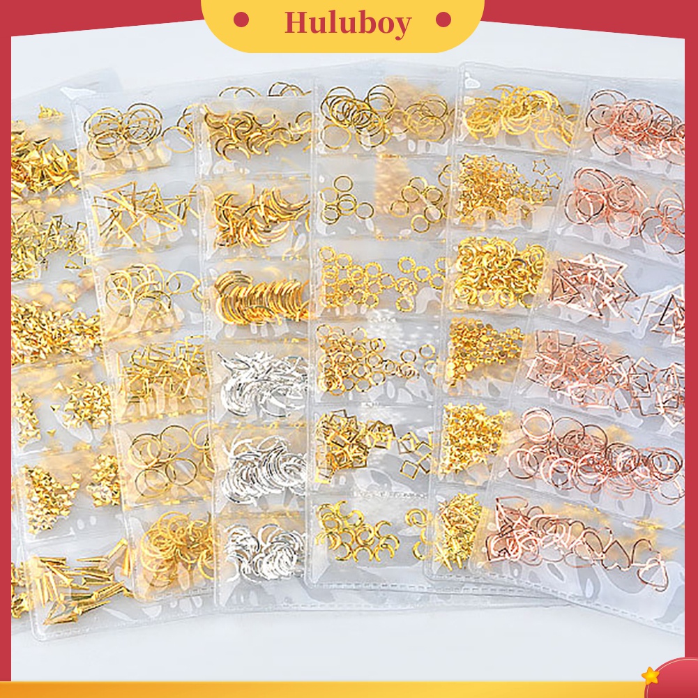 Huluboy Huluboy♡ Hiasan Kuku Nail Art Aneka Bentuk Geometri Hollow Bahan Metal