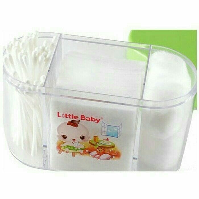 LITTLE BABY Tempat Cotton Buds &amp; Kapas Oval Termasuk Isi