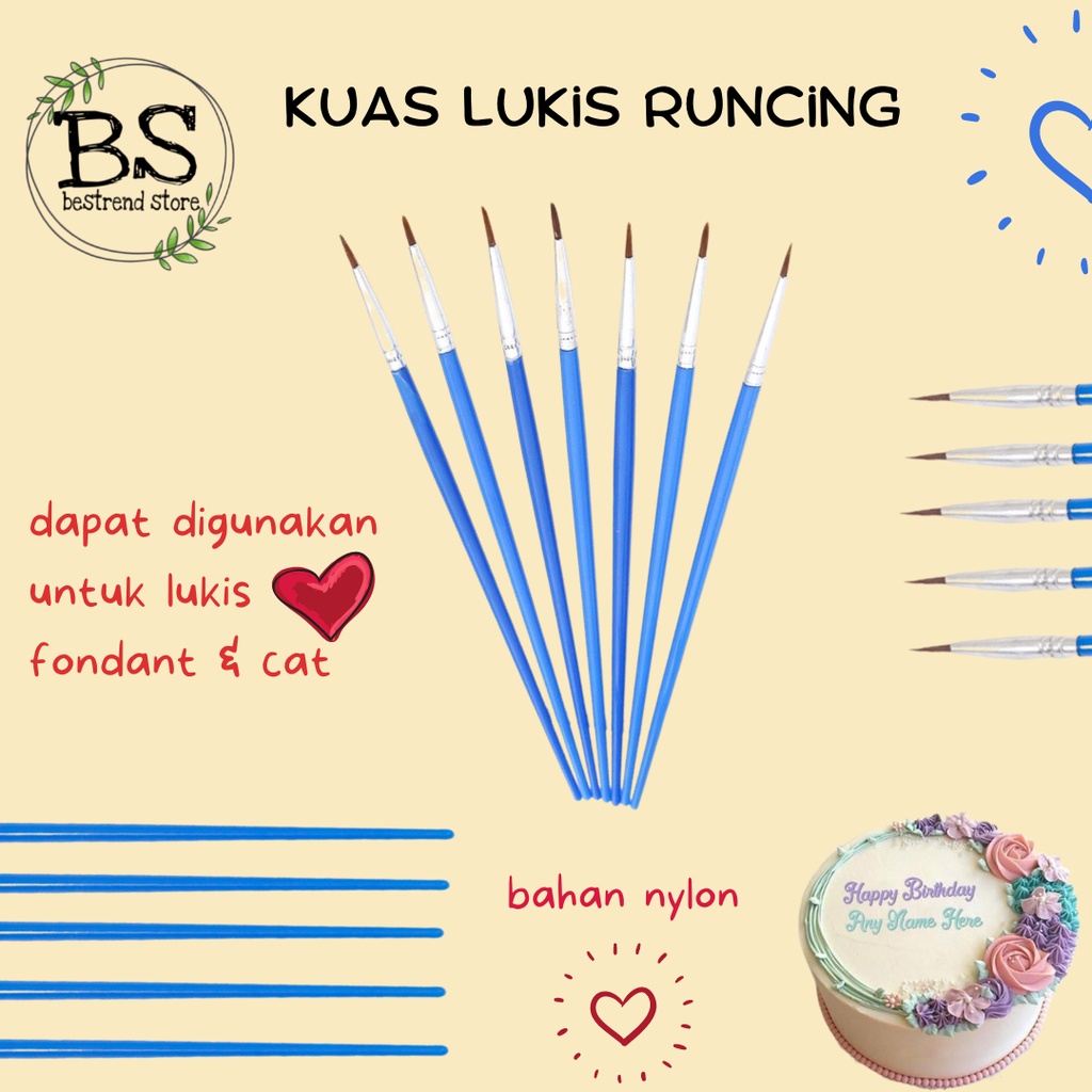 Kuas Lukis Lancip Kualitas Terbaik Rambut Nilon Lembut Brush Painting Nylon