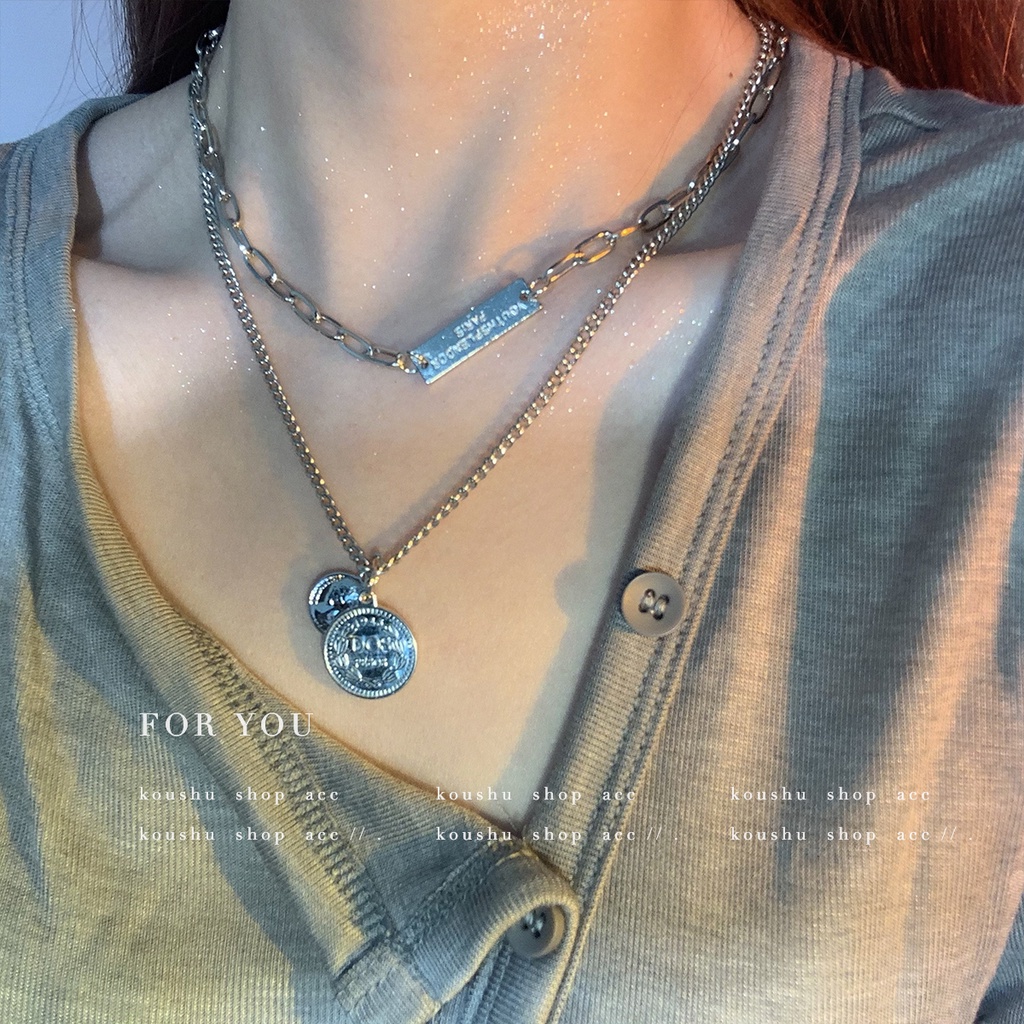 Kalung Rantai Model Double Layer Untuk Aksesoris