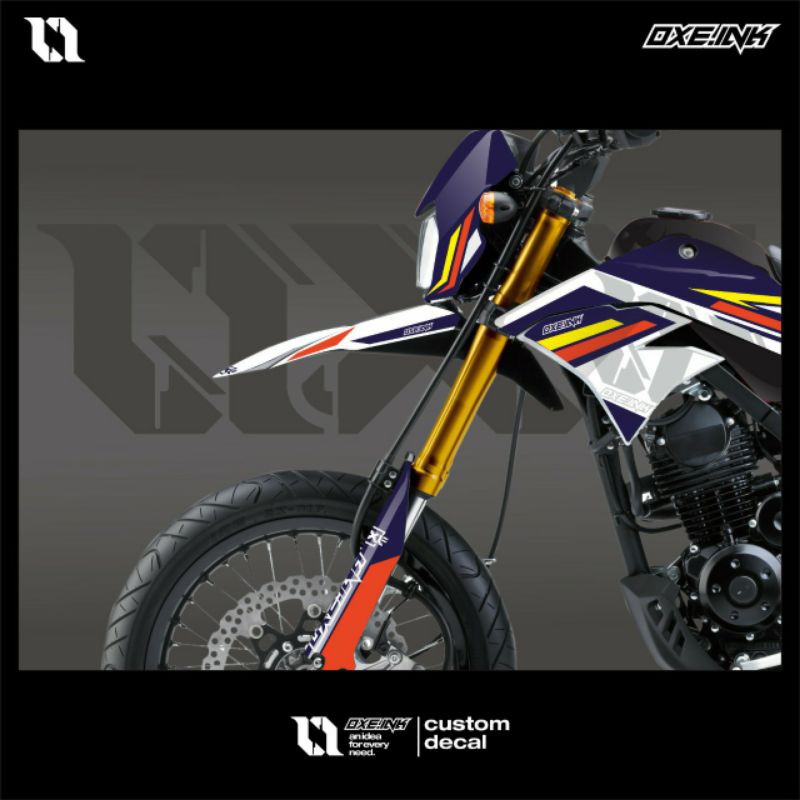 Decal dekal stiker striping body kawasaki Klx Dtracker orange white