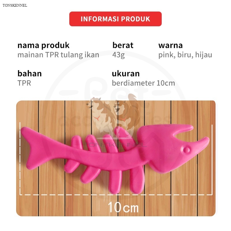 mainan hewan peliharaan berbahan karet tahan gigit berbentuk tulang ikan