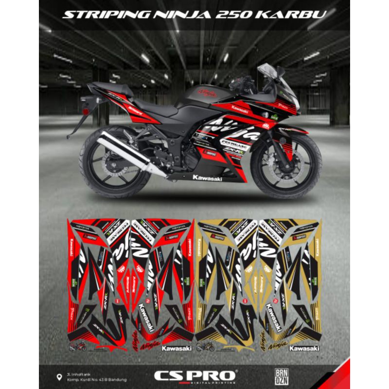 striping ninja 250 karbu sticker ninja 250 carbu striping variasi KAWASAKI NINJA 250 KARBU