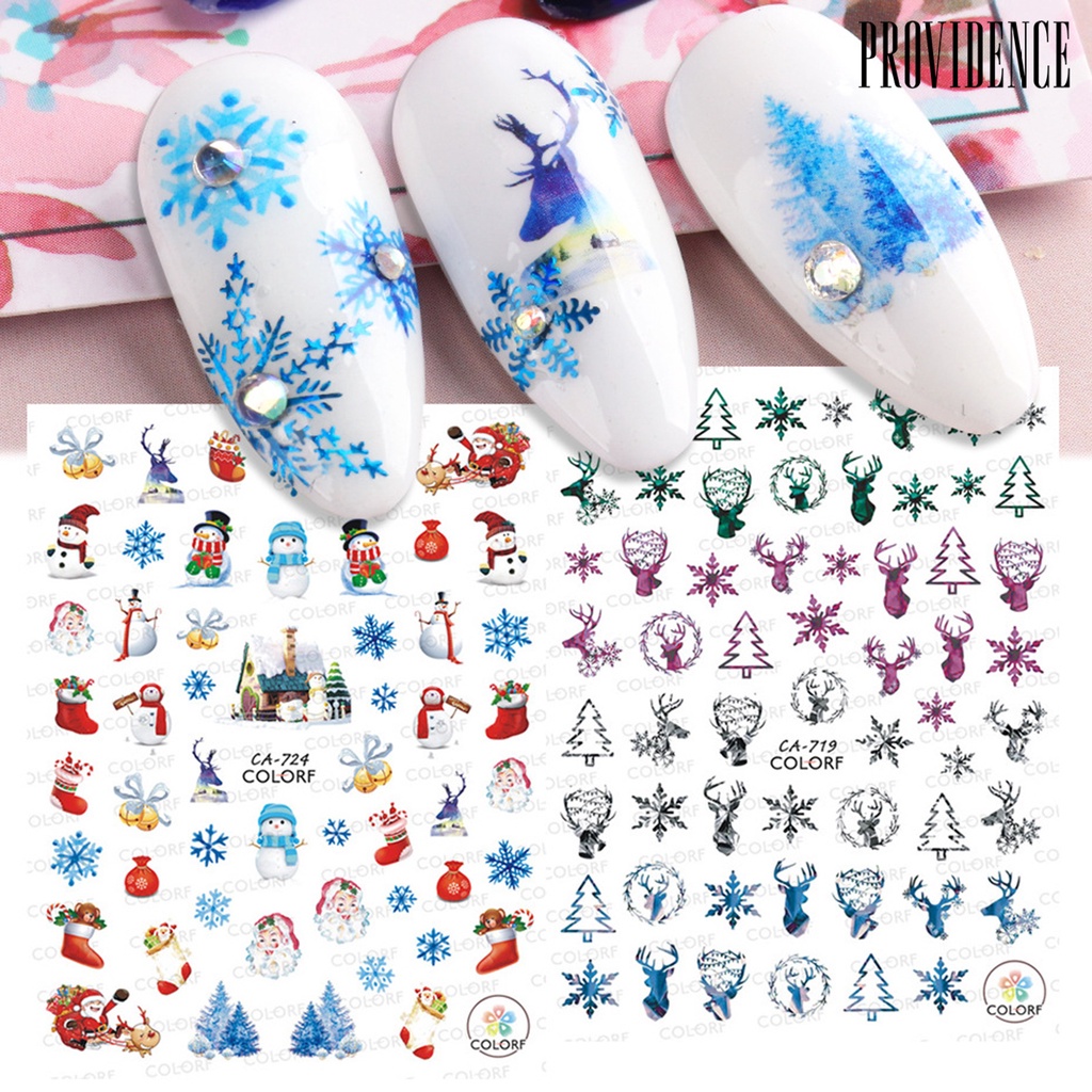 Providence Nail Sticker Christmas Patterns Non-Fading Colorful Winter Xmas Nail 3D Christmas Elk Sliders for Manicure