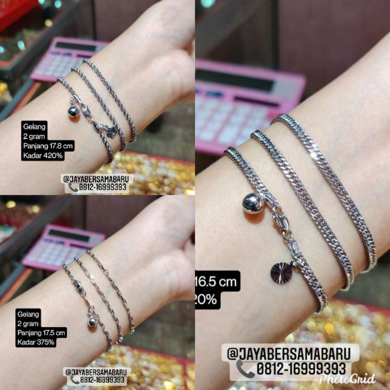 Gelang tangan 2 gram emas putih kadar 375%