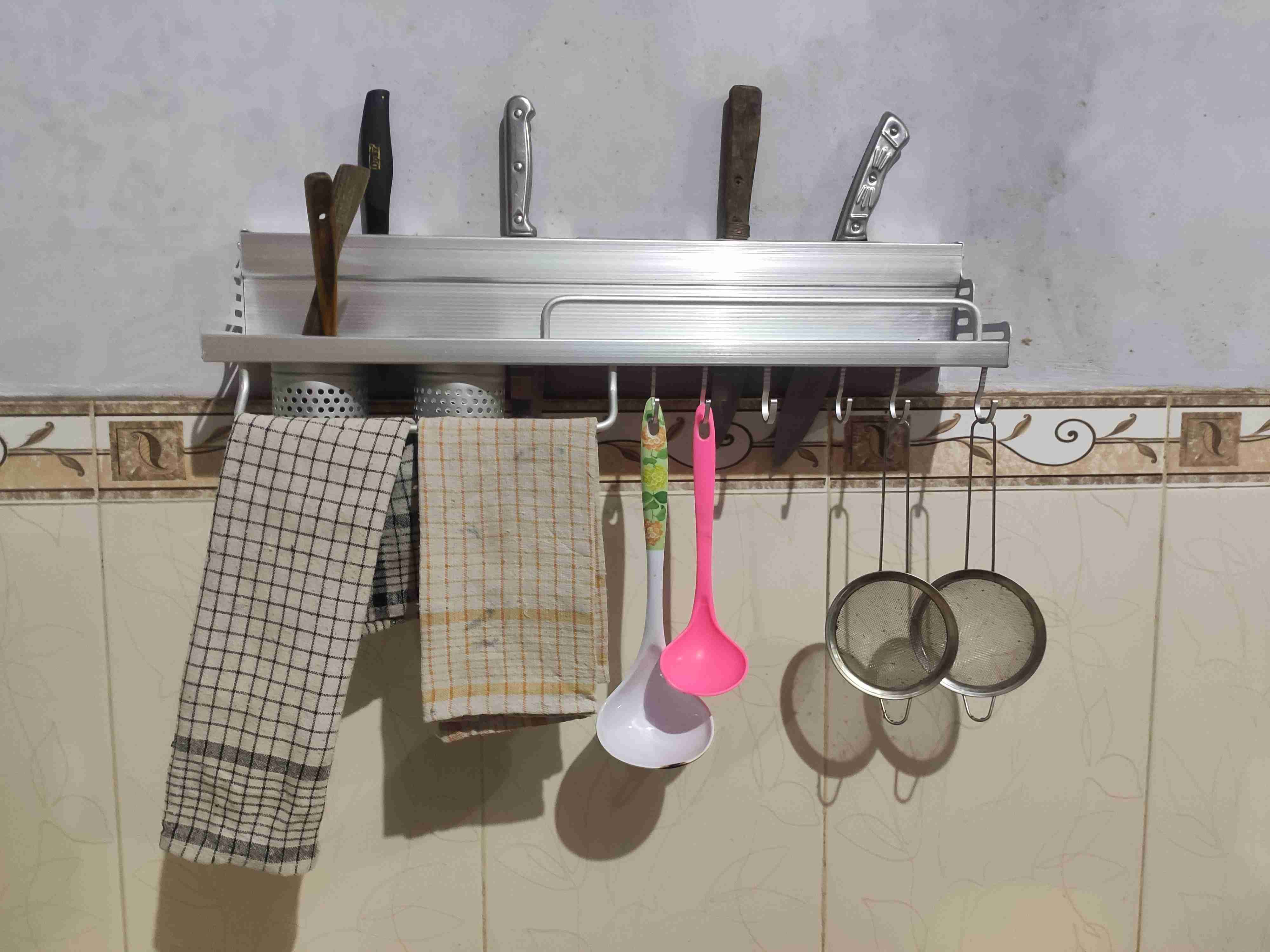 Rak Dinding 60cm Dapur Aluminium/ Tempat Bumbu Pisau Dan Alat Dapur