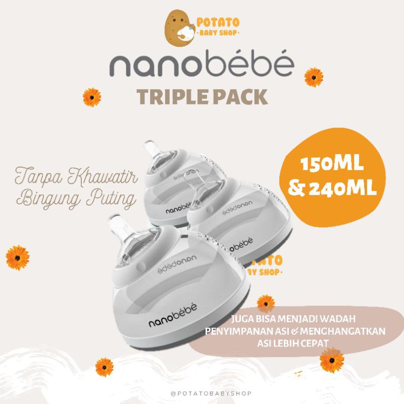 Nanobebe - Triple Pack 150 &amp; 240ml isi 3 Botol susu