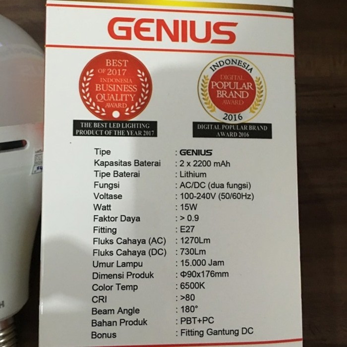 Lampu LED Magic Hannochs Genius Besar 15W Tahan 4Jam 2x Baterai