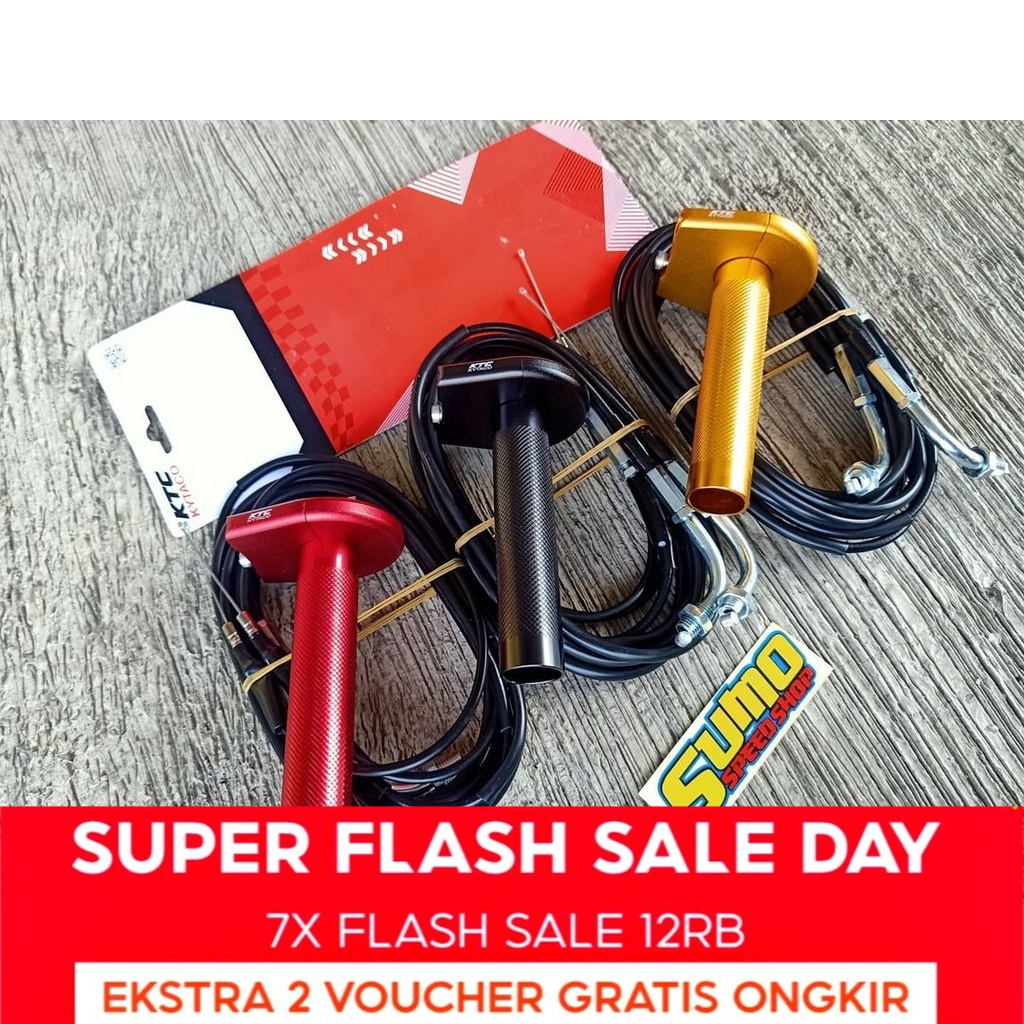 SALE  Gas Spontan KTC CNC Merah 2 Kabel + Free Grip Carbon KTC Origina    vario spacy  nmax aerox le