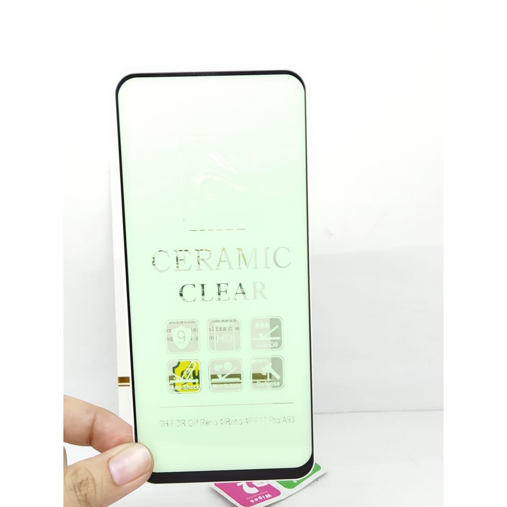 Tempered Glass Ceramic Film Oppo RENO 4F F17 Pro 6.43 inchi GREEN LIGHT Reno4 Anti Radiasi Protectio