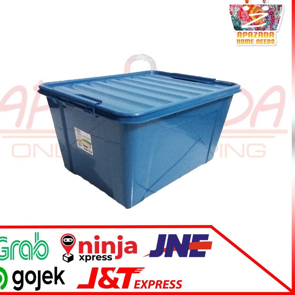 [HARGA RESELLER] Apazada - Kotak Penyimpanan Besar Roda 50L BIRU / Kontainer Box Plastik / Container