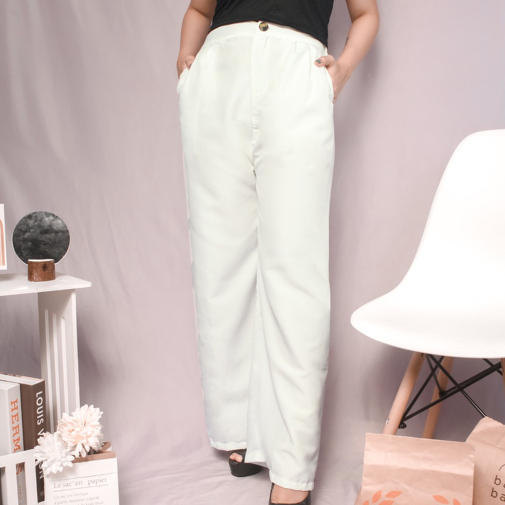 RX Fashion - Dheani Highwaist / Soleil Kulot Anti Ngantung Wanita / MELVA SLIT PANTS Kulot highwaist -BN