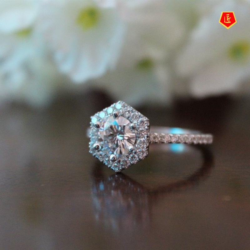 Cincin Moissanite Heksagonal Untuk Fashion