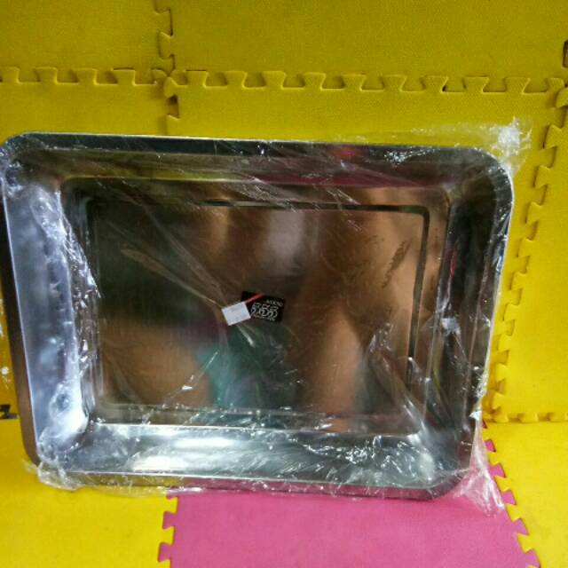 Nampan segi 555 stainless steel import 40x30cm / wadah saji prasmanan tebal jumbo