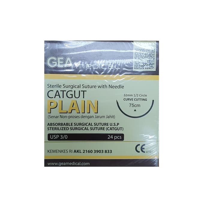 

GEA MEDICAL Catgut Plain 30 Jarum 1 Box isi 24pcs YPG_35